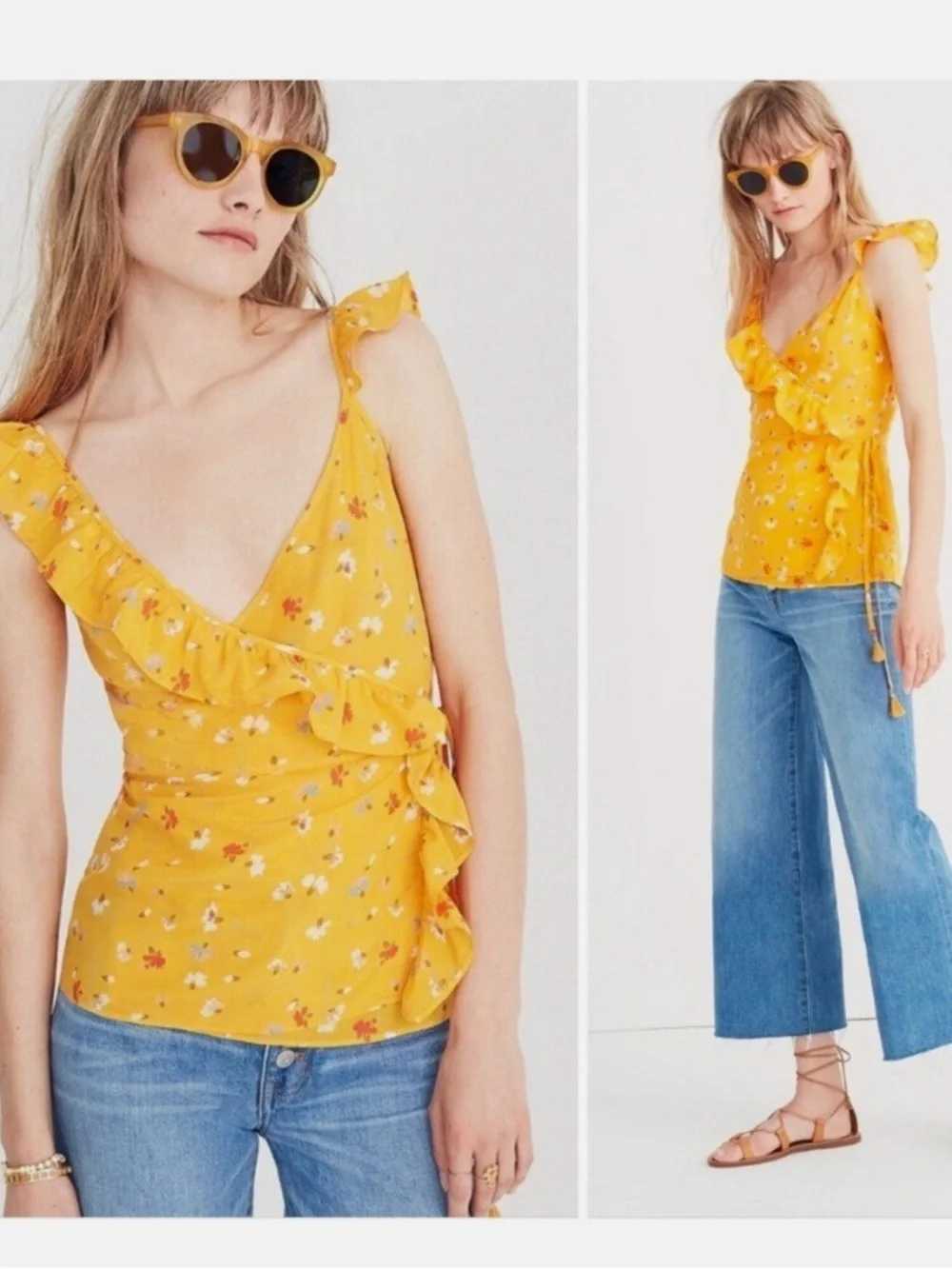 MADEWELL “ Painted carnations “ 100% silk wrap ladies top in size 8 NWT
